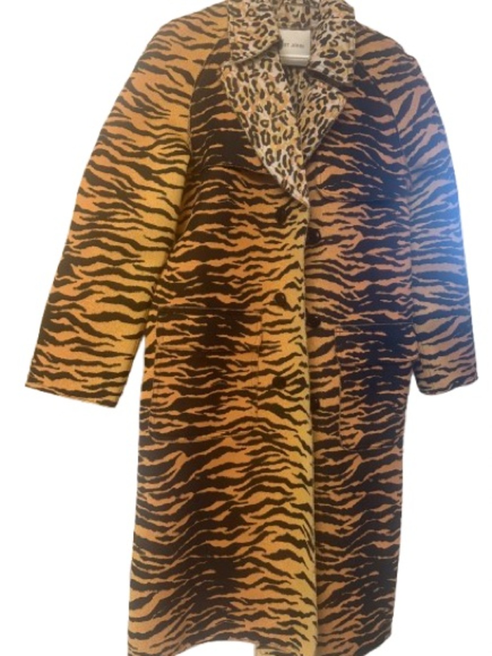 St. John Tiger-Print Long Trench Coat in Brown & Tan NWOT